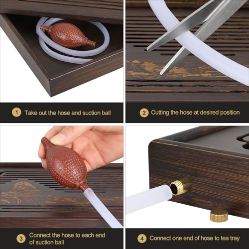 Jotsport 15 Inch Bamboo Kung Fu Tea Tray with Water Storage Drainage for Gongfu Tea Set Chinese Tea Ceremony Serving Table Set