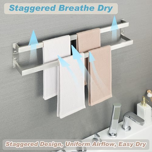 Alise Double Towel Bar, 32" Towel Racks for Bathroom Wall Mounted SUS304 Stainless Steel, Quick Drying Bathroom Towel Holder, Long Heavy Duty Towel Hanger, Brushed Nickel - color: Brushed Nickel, size: 32-inch