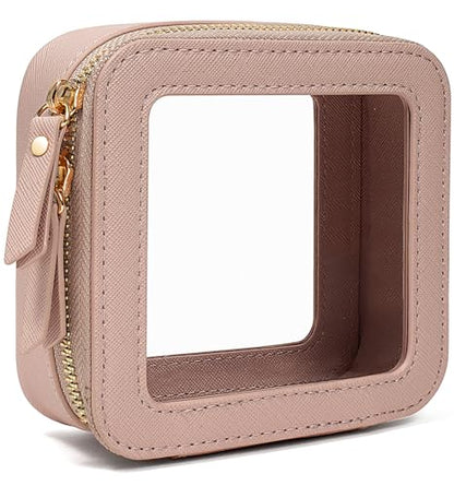 LETGO Clear Makeup Bags Small, TSA Approved Toiletry Bag with Zipper, Mini Clear Beach Makeup Pouch Purse Organizer Fit Carry-on Travel Essentials,Small Cosmetic Bags for Car Storage (Mini-Nude) - color: 0-Mini-Nude