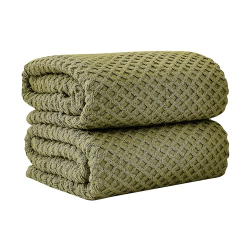 Great Bay Home Oversized Bath Sheets - 100% Cotton 2 Pack 68x35 Extra Large Towel - Absorbent, Durable, Quick-Dry Towels for Bathroom (Olive) - color: 10 Olive, size: Bath Sheet (Pack of 2)
