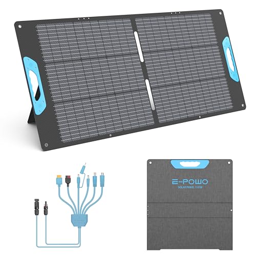 110W Portable Solar Panel for Power Station, 23.5% High Efficiency ETFE Foldable Solar Panels Charger, QC3.0 USB-A &Type-C Output, IP67 Waterproof for RV, Outdoor Camping, Off Grid Blackouts - style: EP-110W