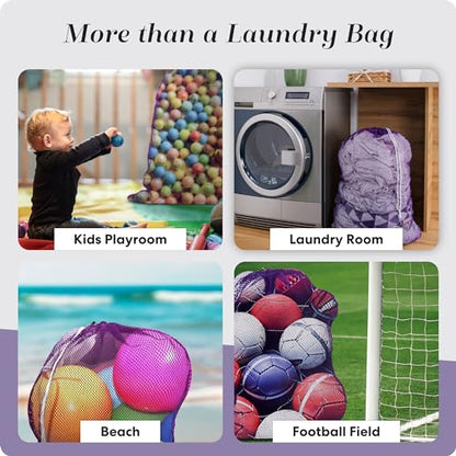Handy Laundry Mesh XL Laundry Bag - Durable, Machine Washable with Secure Drawstring Closure - Perfect for College Dorms, Laundromats, Apartments (Purple, Large 24" x 36") - color: Purple