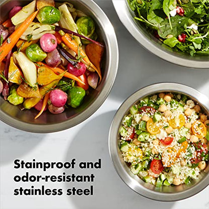 OXO Good Grips 3-Piece Stainless-Steel Mixing Bowl Set - color: White