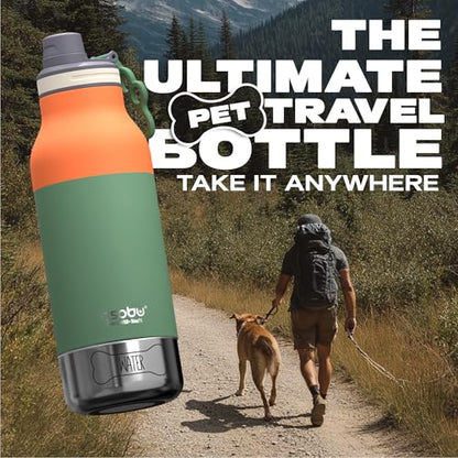 Asobu Dog Barky Bottle – Insulated Stainless Steel Water Bottle with 2 Removable Dog Bowls for Food, Treats & Water – Pet-Friendly Travel Bottle for Hiking, Road Trips & Outdoor Adventures - color: Pastel Green