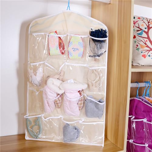 Hanging Closet Organizer 16 Compartments Organizer Over The Door Wall Mount Storage for Bathroom Bedroom Home Kitchen,White - color: White