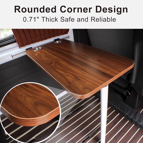 RV Folding Wall Table, Folding Camp Table with Reserve Sink Cup Detachable RV Table Folding Table for Small Space MPV Caravan Boat Yacht(Brown) - color: Brown