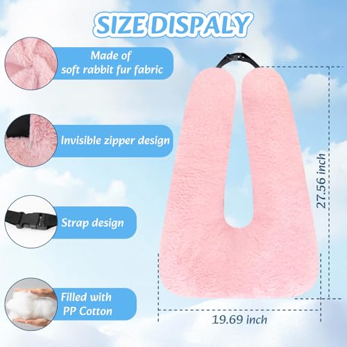 Swemos Travel Pillow, Car Pillow for Kids & Adults - Ergonomic Travel Pillows Sleeping Aid for Neck & Body Support, Car Travel Essentials Pillow on Road Trips-Pink - color: Pink