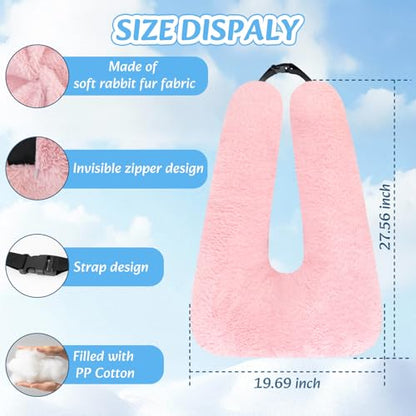 Swemos Travel Pillow, Car Pillow for Kids & Adults - Ergonomic Travel Pillows Sleeping Aid for Neck & Body Support, Car Travel Essentials Pillow on Road Trips-Pink - color: Pink