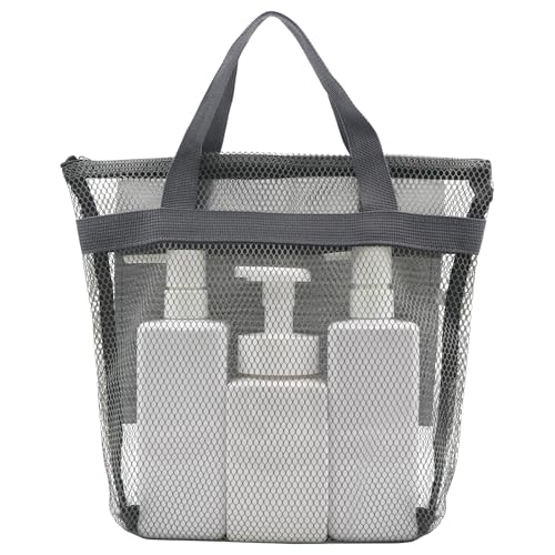 Mesh Shower Caddy, Portable Shower Bag, Quick-Dry Hanging Caddy Bath Organizer with Zipper, Toiletry Bag Essentials for Camping Travel College Dorm Room Gym (Grey) - color: Grey