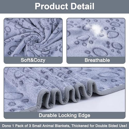 Dono 1 Pack 3 Dog Blankets, Soft Fluffy Fleece Pet Blanket Warm Sleep Mat Paw Print Design Puppy Kitten Throw Blankets Doggy Blanket for Dogs - color: Grey Bone, size: Large(41*31")