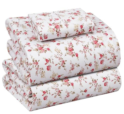 RUVANTI 100% Cotton Percale Sheets Twin XL Size, Bouquet | Crisp Cooling, Deep Pocket 16", Soft Breathable & Durable, Hotel-Style, 3 Piece Set - color: Bouquet, size: Twin XL