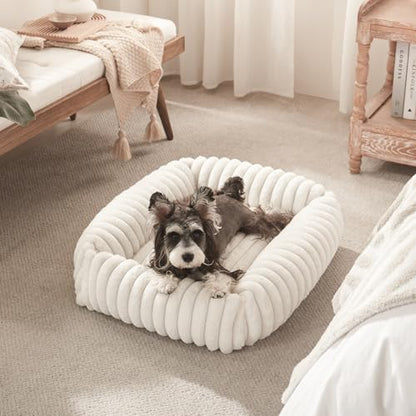 FURTIME Dog Bed Medium Size Dog, Washable Orthopedic Pet Bed with Removable Cover, Rectangle Soft Calming Sleeping Puppy Bed Durable Pet Cuddler with Anti-Slip Bottom, Cream, M Plus (30"x24"x8") - color: Cream, size: M Plus (30"x24"x8")