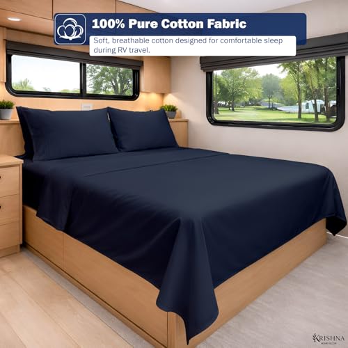 KRISHNA Twin Size 4 Piece Egyptian Cotton Sheet Set, Luxury Hotel Quality Navy Blue Solid Bed Sheets, Soft Breathable Cooling Bedding, 6-10 Inch Deep Pocket Fitted Sheet - color: Navy Blue Solid, size: Twin : 39" x 75"