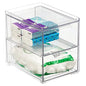mDesign Stackable Storage Containers Box with 2 Pull-Out Drawers - Stacking Plastic Drawer Bins for Master or Guest Bathroom, Linen Closet, Vanity, or Makeup Table - Lumiere Collection -Clear - size: 8 x 6 x 7 (Pack of 1)