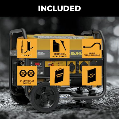 FIRMAN P03504 Gas Portable Generator, 120V Recoil Start | 4450 Starting Watts, CO Alert Safety System, RV Ready Outlets, 5 Gallon Fuel Tank, 14-Hr Runtime for Home Backup Outdoor Use