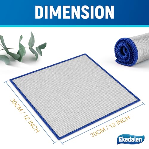 Microfiber Cleaning Cloth Polishing Glass Cleaner Absorbent Kitchen Towel Quick Drying Miracle Lint Free Rags for Household Auto Detailing Bathroom, Pack of 6, 12 x 12 Inch, Sliver-Blue - color: Sliver-blue, 12 X 12 Inch