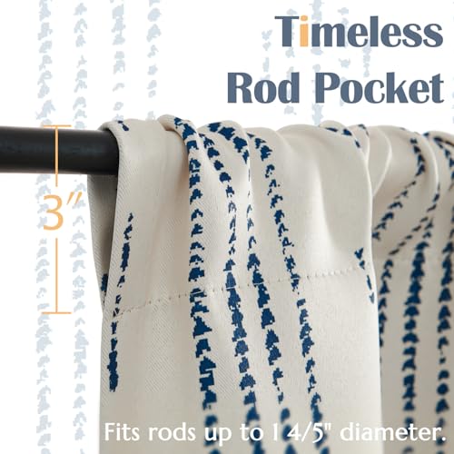 jinchan 95% Blackout Boho Kitchen Curtains 36 Inches Cafe Tier Curtains Bohemian Small Drapes for Bedroom RV Basement Half Window Room Darkening Thermal Insulated 2 Panels Blue on Beige - color: 95% Blackout | Blue on Beige, size: 25"W x 36"L (Pack of 2)