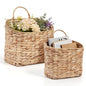 Set of 2 Wicker Hanging Wall Basket Woven Hanging Baskets Natural Water Hyacinth Wall Mounted Storage Baskets with Handle Farmhouse Home Decor for Organizing Front Door Entryway Mail Flowers Plant
