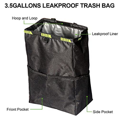 Car Trash Can, Car Trash Bag Hanging, 3.5 Gallons Ultra Large Capacity Organizer and Storage with Adjustable Straps, Leakproof Lining (Pack of 2) - size: Pack of 2