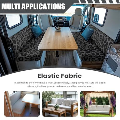 RV Dinette Cushion Covers Black Leopard Print RV Couch Covers for Sofa Bed Stretch Camper Cushion CoversBooth Set Universal Seat Covers Washable Slipcovers - color: Black Leopard Print