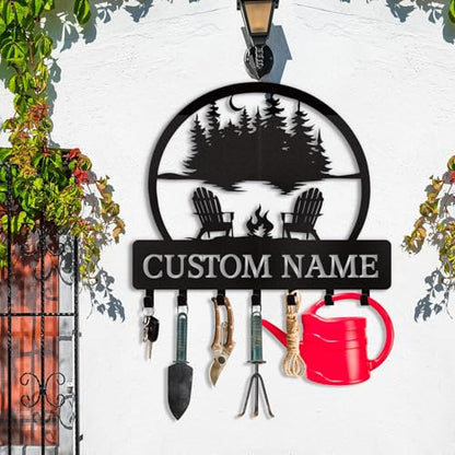 Dyoart Personalized Custom Name Key Holder - Wall Mounted Key Rack for Kitchen, Entryway, Hallway, Office, Doorway - color: 08 Camping