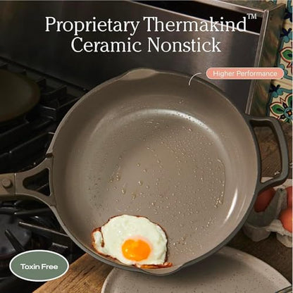 Our Place Mini Cookware Duo | 6-Piece Ceramic Cookware Set with Mini Always Pan & Mini Perfect Pot | Induction & Oven Safe up to 450°F | Nonstick, PFAS-Free Non-Toxic Cookware | Spice - color: Spice, size: Mini