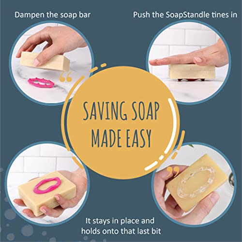 SoapStandle Bar Soap Gripper | No Goo or Mess Soap Holder for Bath and Showers | Non Slip Quick Dry Bar Soap Holder | Bathroom Accessories, Blue - 2-Pack - color: Blue