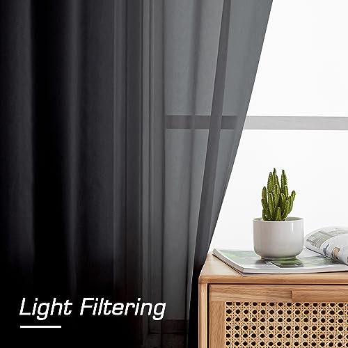 OWENIE Black Sheer Curtains, Sheer Curtains 78 inch Length 2 Panels Set, Rod Pocket Voile Fimly Sheer Drapes for Living Room/Bedroom, 2pcs, Each 42" W x 78" L, Black - color: Black, size: 42"W x 78"L (Pack of 2)