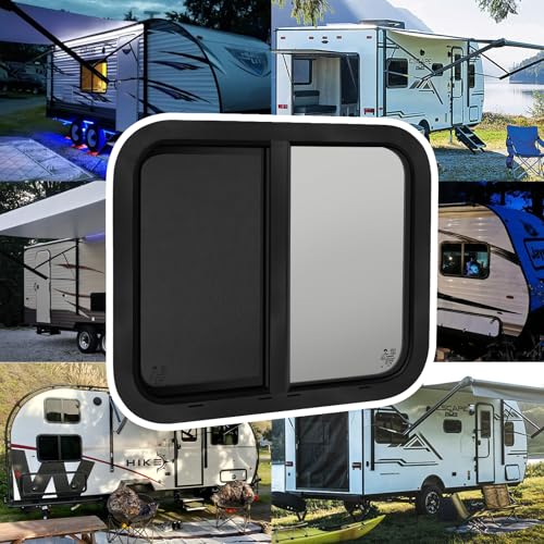 RV Window for Cargo Trailer,30"W x 24"H RV Window Replacement for Camper Travel Trailer Cargo Van,Horizontal Sliding with Trim Ring Fit 15/16" or 1-3/8" Thick Wall,Allow Error 1/16",DOT Approved - size: 30"W x 24"H