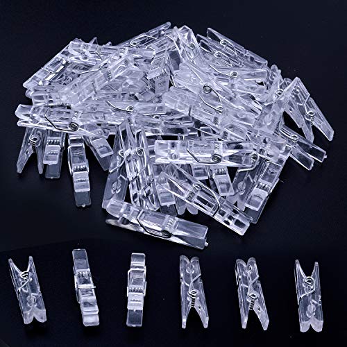 Jdesun 50 Pieces Photo Clips,Mini Plastic Picture Paper Clip Clothespins Peg for Office,Home,Arts - color: Clear White