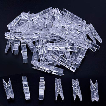 Jdesun 50 Pieces Photo Clips,Mini Plastic Picture Paper Clip Clothespins Peg for Office,Home,Arts - color: Clear White