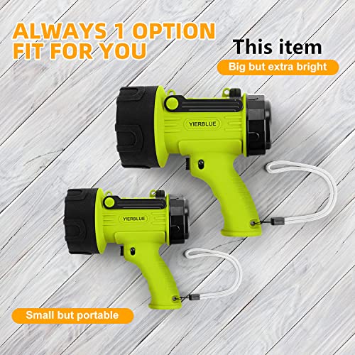 YIERBLUE Rechargeable Spotlight Flashlight with 2000,000 High Lumen LED, IP67 Waterproof Long Running Spot Light searchlight, Impact Resistant Handheld Spotlight with Foldable Stand and Red Lens - color: Fluoresce-Pro