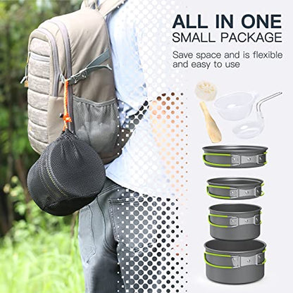 ACAGALA Portable Outdoor Tableware Camping Cookware 2-3 People Multifunctional Portable Cooking Set for Outdoor Stove