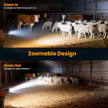Hoxida Rechargeable Flashlights 2 Pack, 6 Modes Zoomable Powerful Tactical Linternas with LCD Digital Display, Super Bright High Lumens Handheld Magnetic Flashlights for Home Emergencies Camping - color: 2pcs