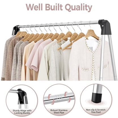 TOOLF Clothes Drying Rack Foldable, Laundry Drying Rack Stainless Steel, Portable Clothes Rack, Clothing Garment Rack, Drying Rack for Clothing, Indoor Outdoor, Free-Standing, Large Capacity - size: 48 inch New