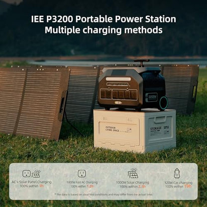 IEE 3200W Portable Power Station, 2048Wh Solar Generator 1800W AC Charging & 1000W Solar Charging LiFePO4 Battery Generator for Home Backup, Camping, RV, Emergencies