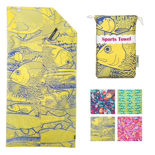 4Monster Quick Dry Beach Towel, Ultra Absorbent Microfiber Travel Towel, Lightweight & Compact for Beach, Swimming, Camping, Pool, Water Sports & Yoga - color: 04yellow, size: 78.00" x 35.00"