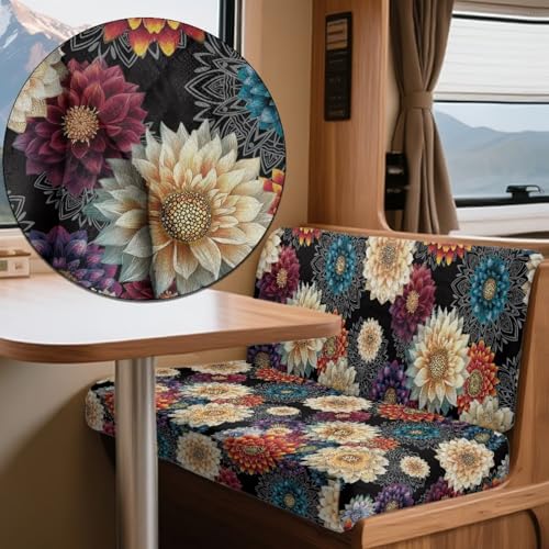 Boho Mandala Flower Print 2 Pcs RV Dinette Cushion Covers Comfortable RV Couch Cover Thickened Sofa Furniture Protector Loveseat Chair Cover for RV Camper Car Bench - color: Boho Mandala Flower