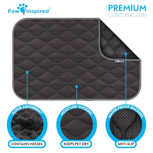 Paw Inspired Washable Padded Crate Mats for Dogs | 41” x 28” Pad, Fits 42-inch Kennels | Leakproof, Waterproof Bottom, Plush Pet Beds (Gray) - color: Gray, size: 42 Inch