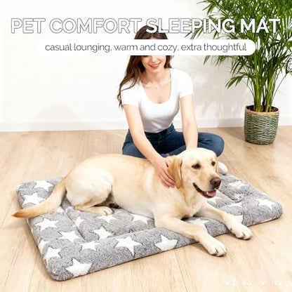 Dog Bed Mat, Reversible Crate Pad & Durable Dog Bed - Machine Washable Kennel Mat with Ultra Soft for Medium Dogs (Cool/Warm), 30" x 20", Grey&Star - color: Grey&Star, size: 30"L*20"W*1.5"Th