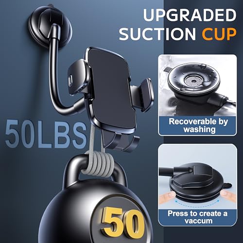 Phone Holders for Your Car [Gooseneck Flexible] Phone Stand for Car Dashboard Windshield Automotive Accessories [Strong Suction Cup] Cell Phone Car Mount for All iPhone Android Smartphone - style: Gooseneck