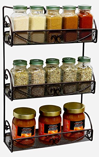 Deco Brothers 3 Tier Wall Mounted Hanging Spice Rack, Bronze - size: 1-Pack