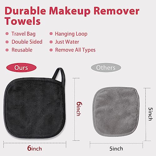 Makeup Remover Cloth, 6" x 6" Makeup Remover Towels Reusable Face Cloth for Washing Face, Makeup Remover Pads Microfiber Face Washcloth with Mesh Bag, 12 Pack, Grey - color: Grey