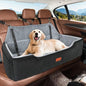 HEGGCOOE Large Dog Car Seat Under 100 lbs, Washable Dog Car Bed for 2 Medium Dogs, Detachable Pet Booster Seat with Storage Pocket and Seat Belt for Back Seat Dog Travel Bed - color: Black/Grey