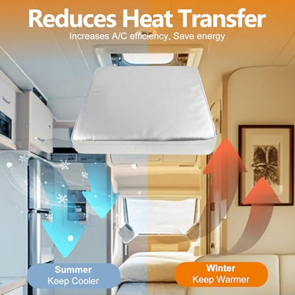 SheeChung RV Vent Insulator, 14″x14″x3″ RV Skylight Cover with Reflective Surface | Energy Saving & Reduce Heat Transfer | Skylight Shade Universal for Camper Trailer Vent - 1 Pack - size: 14 x 14 Oxford