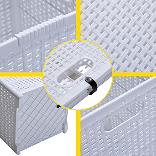 Eslite 42L Collapsible Plastic Laundry Baskets,Foldable Laundry Hamper,Pack of 2 (White) - color: White