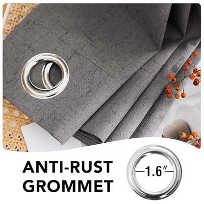 H.VERSAILTEX Primitive Linen Curtains 100% Blackout Curtain Drapes Burlap Fabric Curtains with White Thermal Insulated Liner, Grommet Top Drapes Living Room/Bedroom (2 Panels, 42 x 84 Inch, Grey) - color: Grey, size: 42"W x 84"L (Pack of 2)