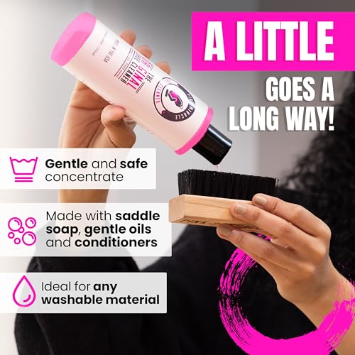 Pink Miracle Shoe Cleaner Kit with Bottle and Brush For Fabric Cleaner For Leather, Whites, Suede and Nubuck Sneakers - size: 4 Ounce