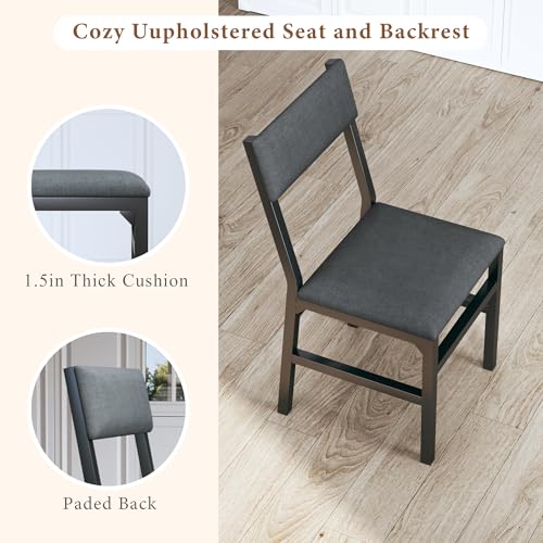 HUAHUU Dining Table Set for 4, Extendable Kitchen Table Cushion Chairs Set of 4, Rectangle Dining Table with Metal Frame & MDF Board, Folding for Small Apartment Saving Space, Black - color: Black
