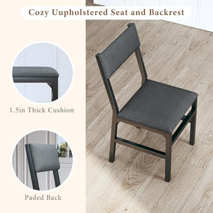 HUAHUU Dining Table Set for 4, Extendable Kitchen Table Cushion Chairs Set of 4, Rectangle Dining Table with Metal Frame & MDF Board, Folding for Small Apartment Saving Space, Black - color: Black